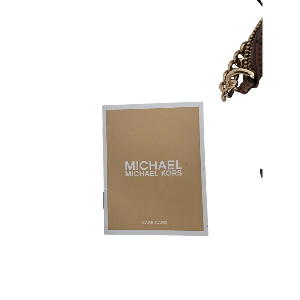 Michael Kors Brown Saffiano Leather Dome Crossbody Bag Gold Hardware